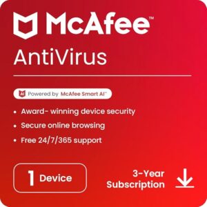 McAfee Antivirus 2024 | 1 Device, 3 Year | Antivirus Internet Security Software | Email Delivery
